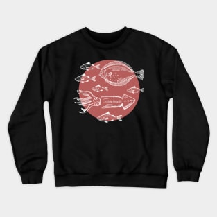 Sea Fishes - Hand Drawn - Red Crewneck Sweatshirt